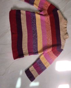 Colorful Striped Knit Sweater – Women's Size M