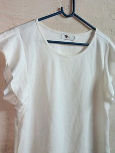 White Ruffle Sleeve Top