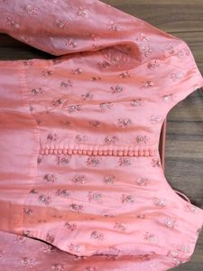Peach Embroidered Kurti