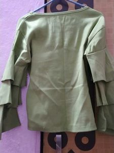 Sage Green Ruffle Sleeve Top