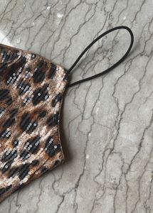 Bodycon Mini Leopard Print Sequin Dress