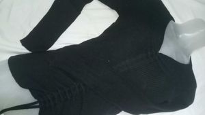 Black Ribbed Cutout Crop Top