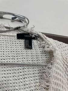 White openwork knit cardigan