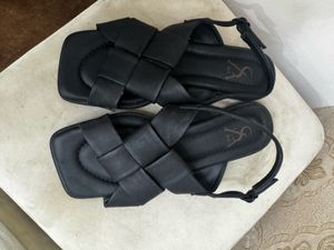 Chic Black Woven Sandals
