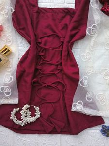 Corset Back Net Sleeves Kurti 🎀