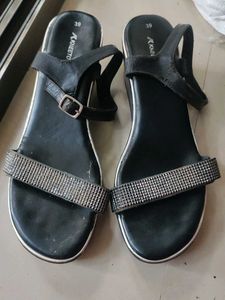 Black Rhinestone Sandals kneetoes