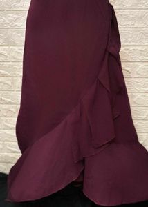 Flarry Maroon Spaghetti Gown With Embroidery