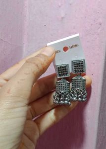 Oxidized Silver Jhumkas