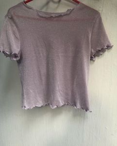 Glittery Purple Crew Neck Top