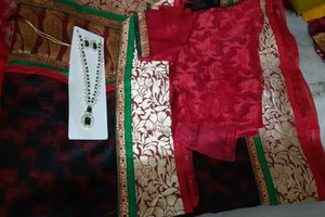 Beautiful Black  &amp; Red Georgette Benarasi Sarees