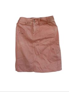 Baby Pink Denim Pencil Skirt Midi
