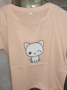 Peach Colour Printed T Shirt
