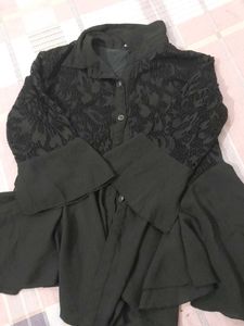 Lace Detail Black Top Jacqueline  wore in