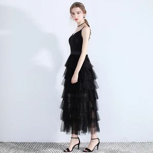 Black Belt Tiered Tulle Dress
