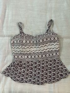 Patterned Peplum Tank Top