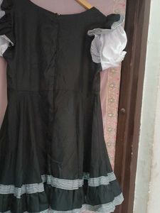 Black Dress with Gingham Trim