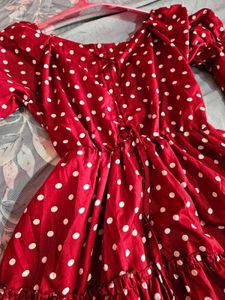 Red Polka Dot Ruffle Dress