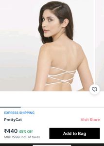 White Strapless Bra With Pattern At Back