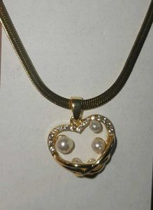 Heart Pearl Pendant Necklace Anti tarnish