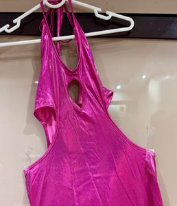 SHEIN METALLIC PINK BODYCON MINI DRESS