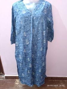 Xl Cotton Blue Floral Print Dress