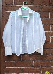 White sheer button-down shirt
