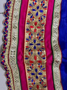 Blue &amp; Pink Embroidered Lehenga Set