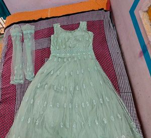 Elegant Silver Embellished Gown