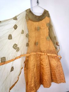 Banarsi Gown With Cape And Cancan