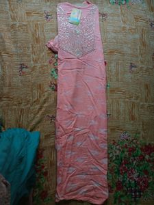 Pink And Green Kurta Set