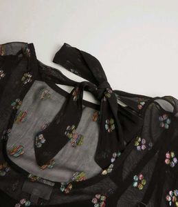🤩Metallic Floral Jacquard &amp; Tie Back Black Dress