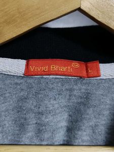 Vivid Bharti Men Gray Polo T-Shirt