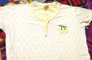 Cute Cherry Print Top Tshirt Long