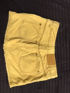Tan Mini Skirt with Raw Hem