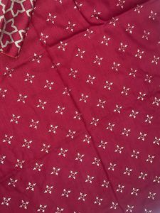 Maroon stole with Golden Print