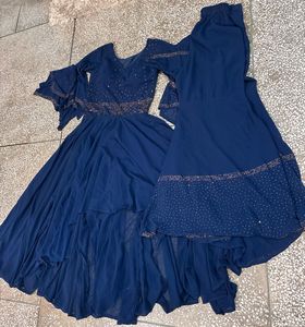 Elegant Blue Ethnic Gown Shrara Fancy Dress