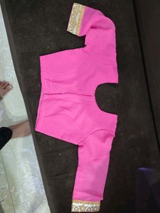 Pink Saree With Stitched Blouse