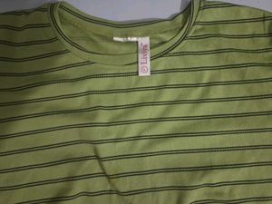 Olive Striped Knot-Front Tee