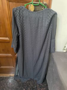 Xxl  Grey Embroidery Kurta With Lining