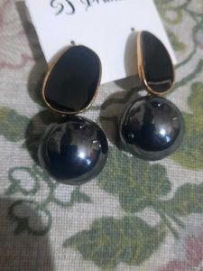 Black Ball Drop Earrings