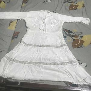 White Embroidered Casual Dress