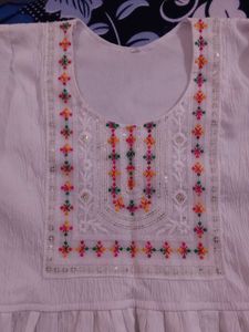 Embroidered White Cotton Top