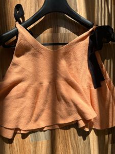 Peach Tie-Strap Knit Tank