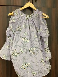 Floral Cold Shoulder Ruffle Top