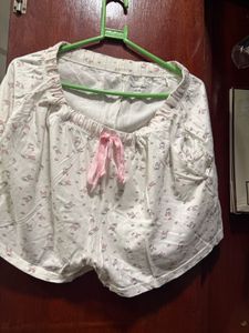 Cute Bunny Print Pajama Shorts Set