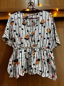 Striped Floral Print Top