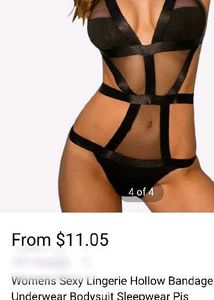 Black Mesh sexy bodysuit