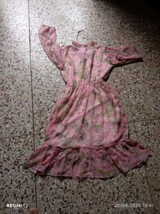 Pink Floral Georgette Kurti