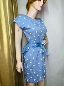 Blue Polka Dot Peplum Dress
