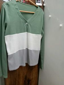Green And Grey Full Sleeve Top